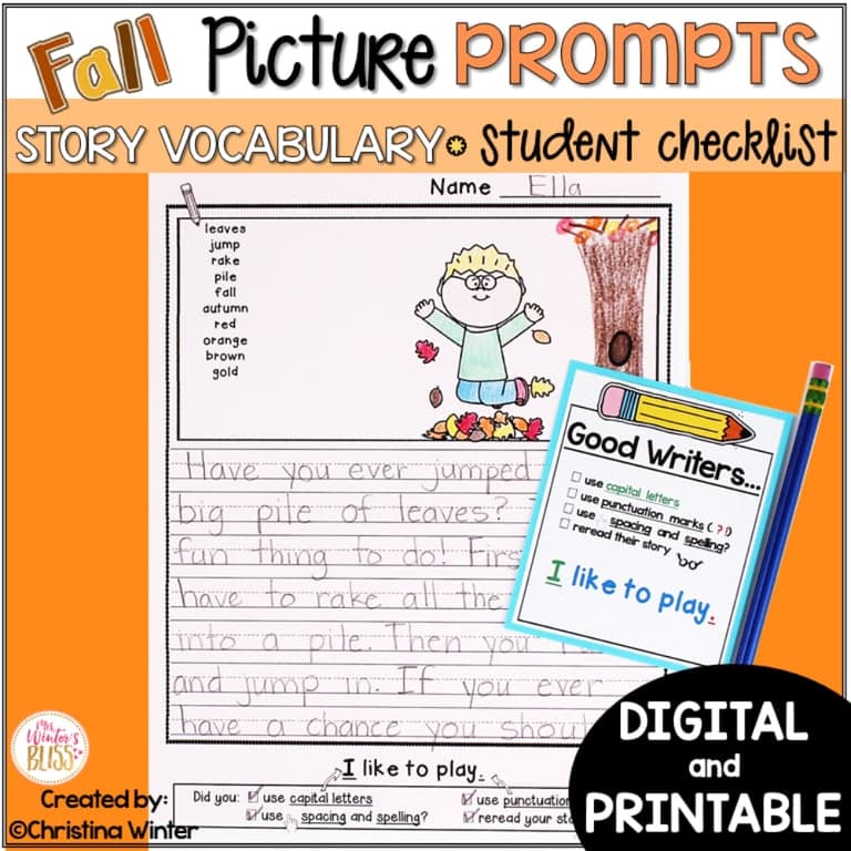 Elementary school Lesson Package | Fall Writing Prompts – Printable & Digital