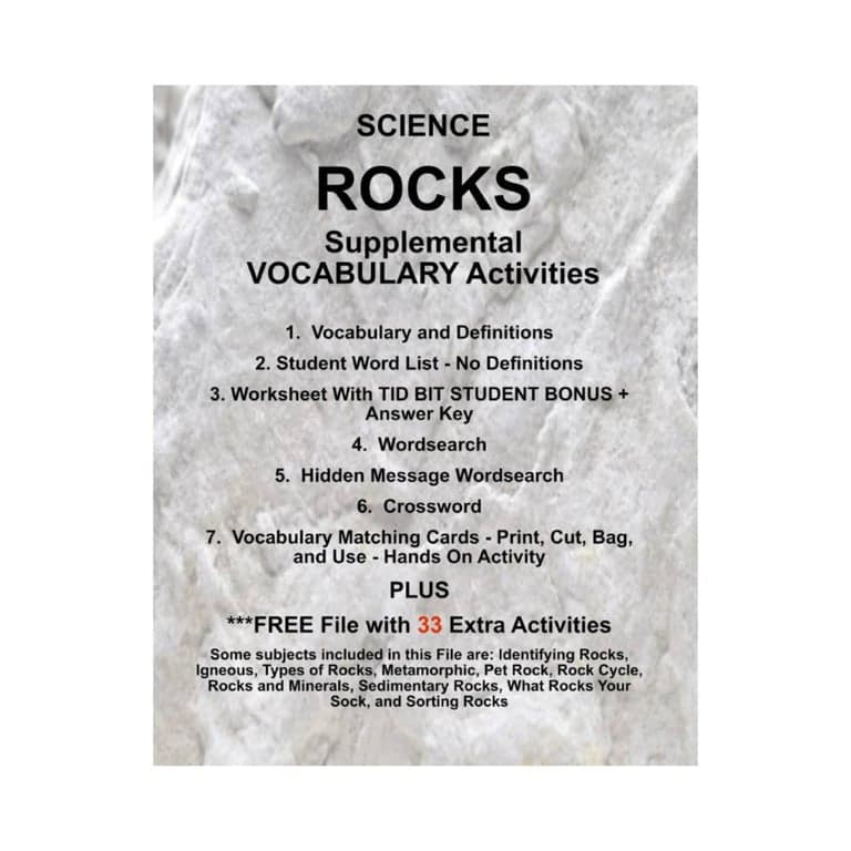 Elementary school Lesson Package | Science Rocks Teacher Resource Supplemental Vocabulary Activities