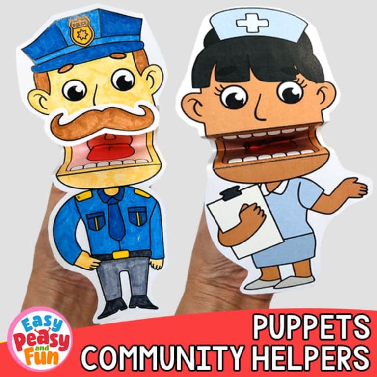 Elementary school Material | Jobs and Community Helper Puppet Templates