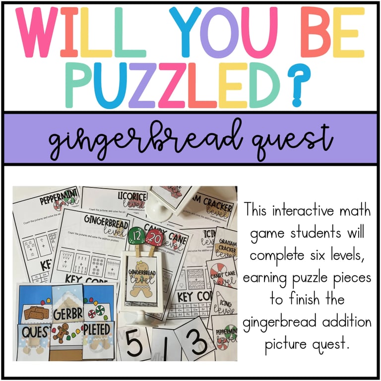 Elementary school Game | Kindergarten December Math Game: Gingerbread Quest