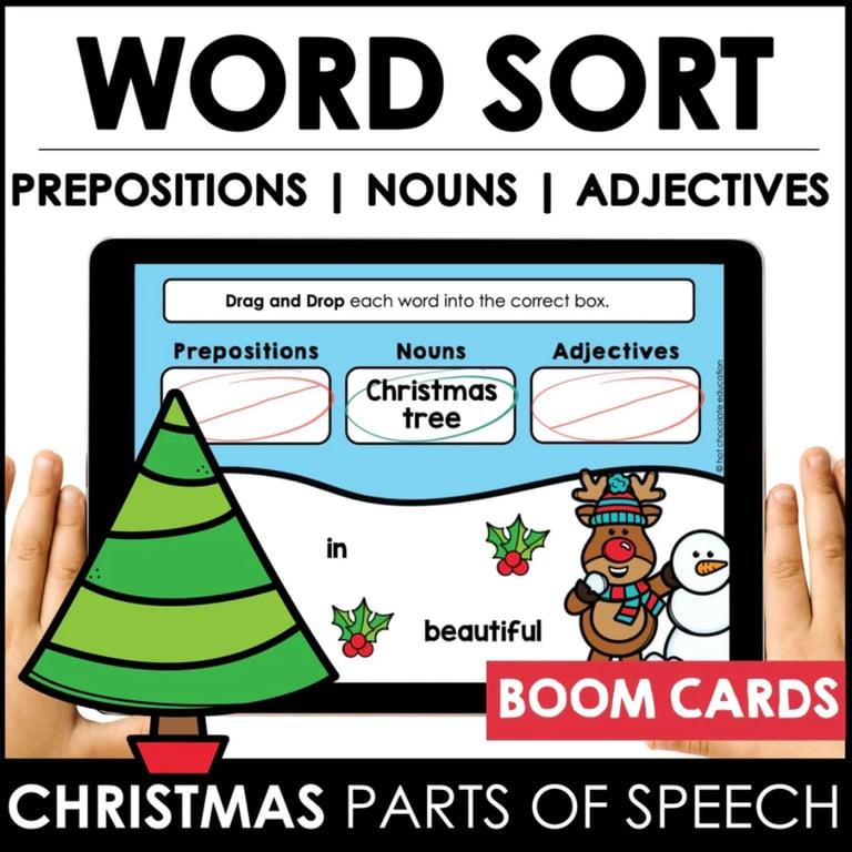 Elementary school Material | Christmas Parts of Speech Sort Boom Cards