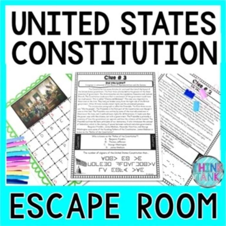 Elementary school Game | U.S. Constitution Escape Room Activity! Constitution Day