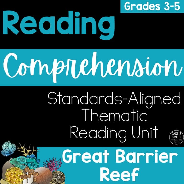 Elementary school Lesson Package | Great Barrier Reef - Main Idea, Context Clues ELA Unit Grades 3-5