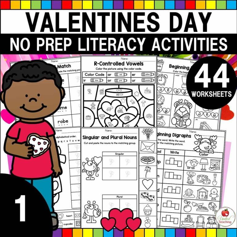 Elementary school Worksheet | Valentine’s Day Literacy Activities 1st Grade Packet