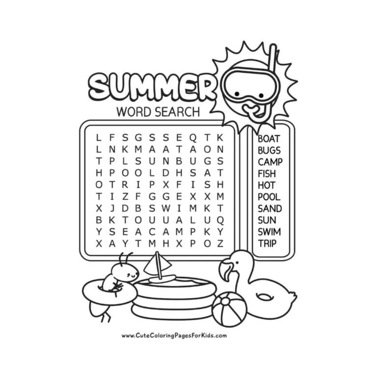 Elementary school Worksheets | Free Printable Summer Word Search for Kids