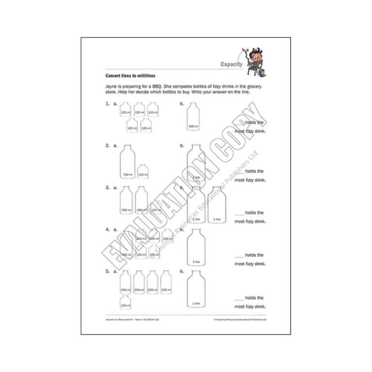 Elementary school Worksheet | Litres to Millilitres