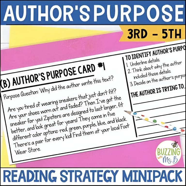 Elementary school Lesson Package | Author’s Purpose Reading Comprehension Unit