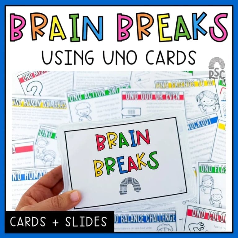 Elementary school Energizer | UNO Brain Break Cards