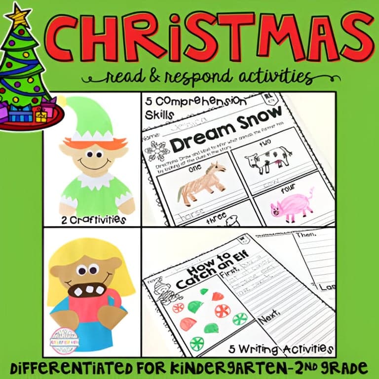Elementary school Lesson Package | Christmas: Reading Comprehension, Writing and Craftivities