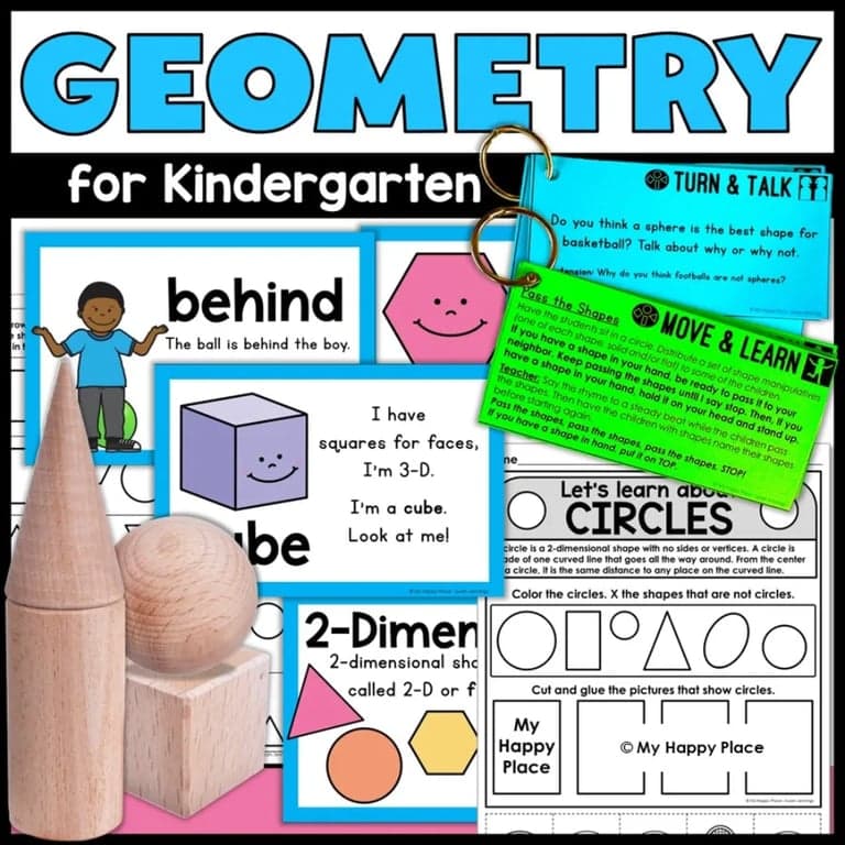 Elementary school Lesson Package | Kindergarten Geometry – 2D and 3D Shape Activities