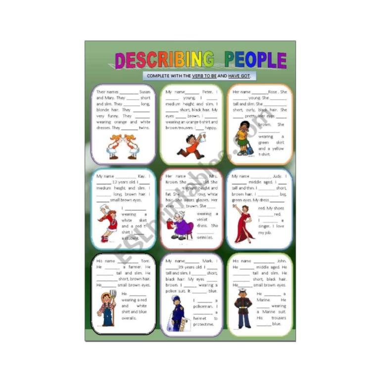 Elementary school Worksheet | Describing People