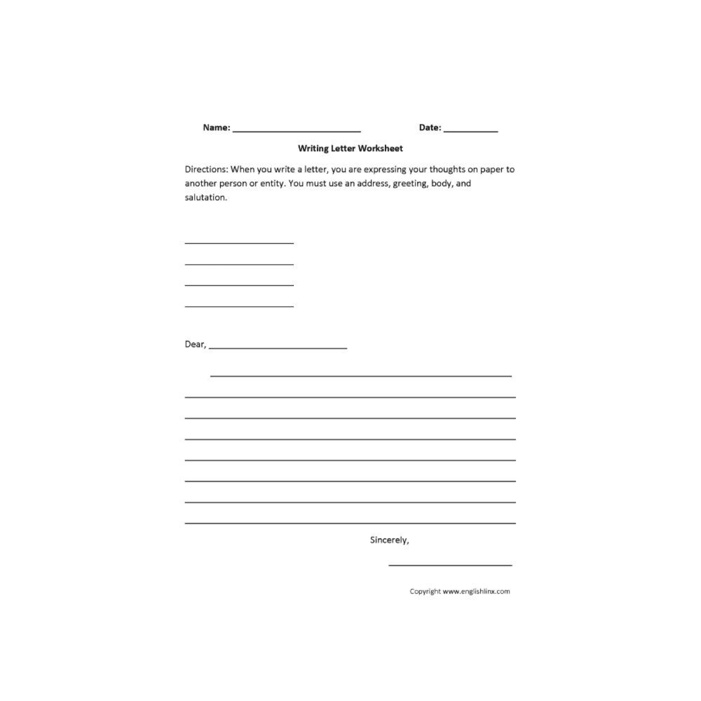 Elementary school Worksheet | Letter Writing
