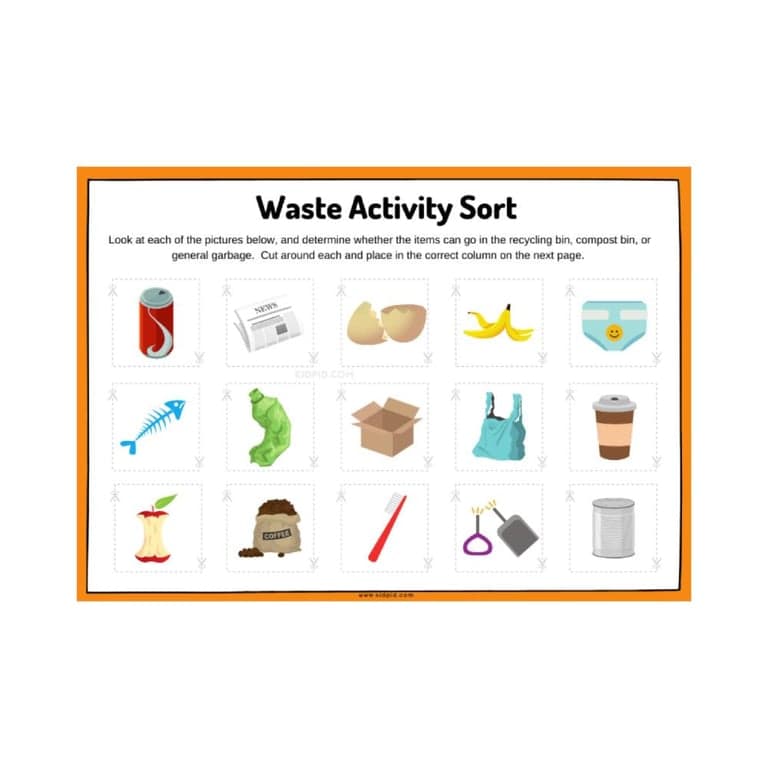 Elementary school Worksheet | Recycling Sorting Activity