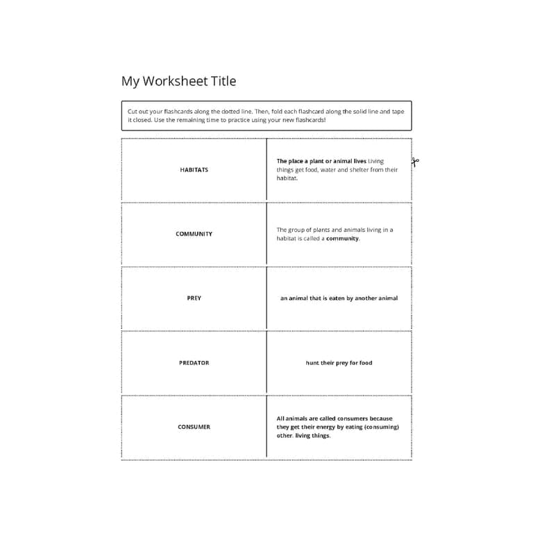 Elementary school Flashcard | Food Chains and Ecosystems Flashcards