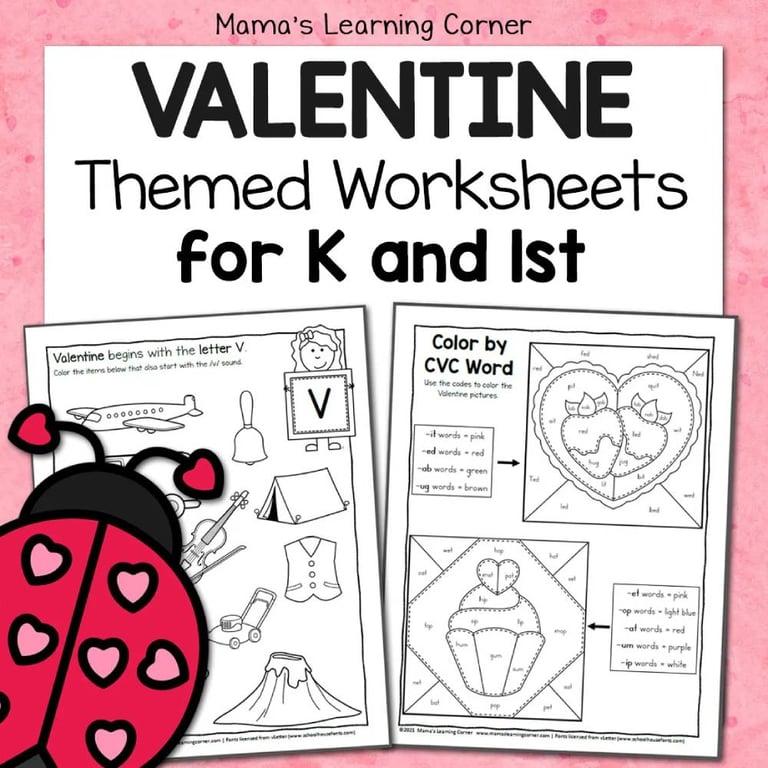 Elementary school Worksheet | Valentine’s Day for Kindergarten and First Grade
