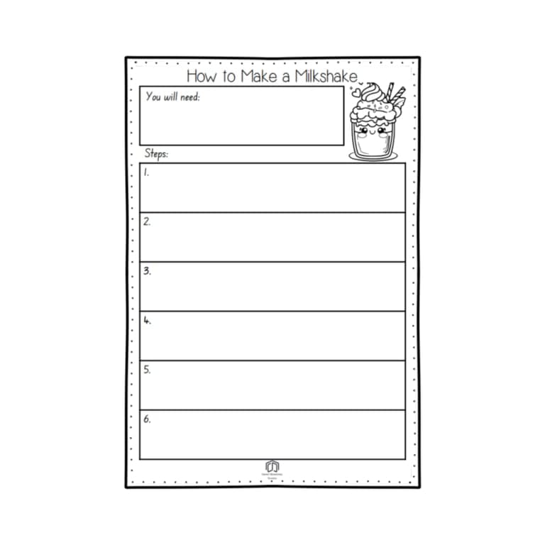 Elementary school Worksheet | How to Make a Milkshake