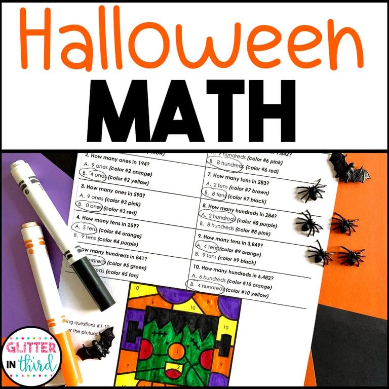 Elementary school Worksheet | 3rd Grade Halloween Math No-Prep Color By Numbers
