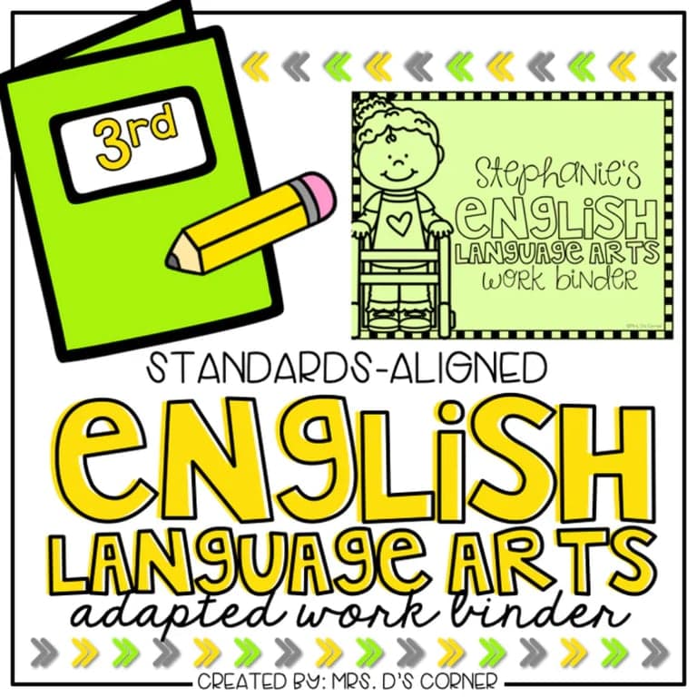 Elementary school Lesson Package | Third Grade English Language Arts Adapted Work Binder®