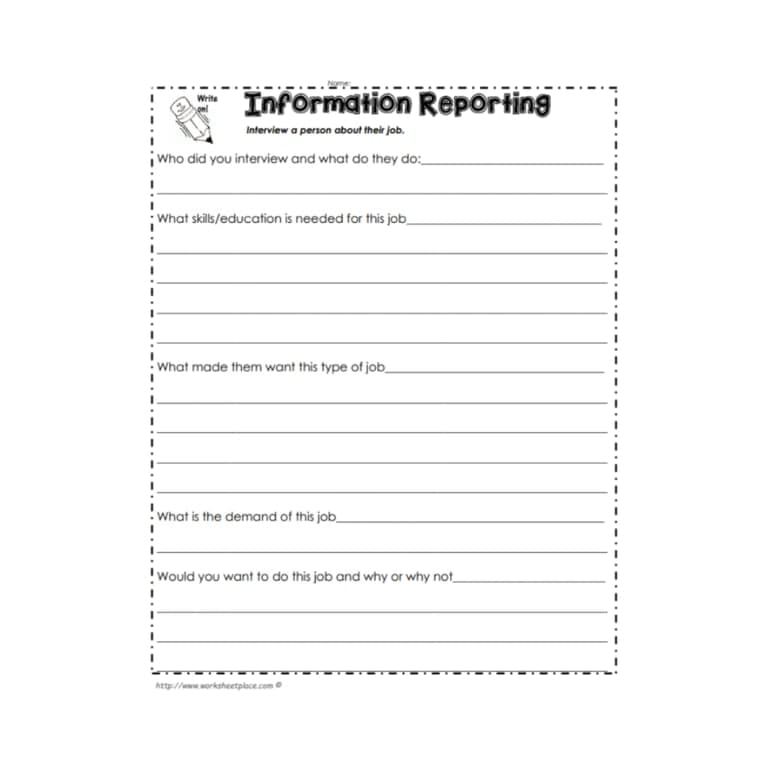 Elementary school Worksheet | Information Reporting