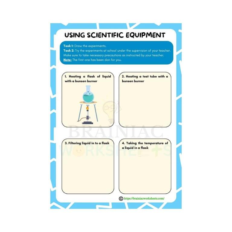Elementary school Worksheet | Scientific Equipment And Experiment Science for Class 5