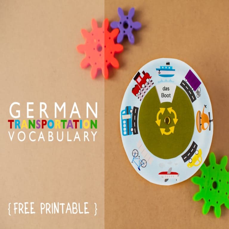 Elementary school Material | German Transportation Vocabulary Wheel Printable