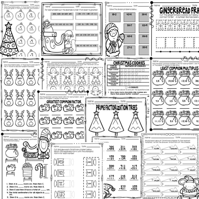 Elementary school Worksheet | Christmas Math Printables