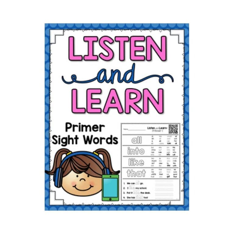 Elementary school Lesson Package | Listen and Learn Activities - Primer Sight Words