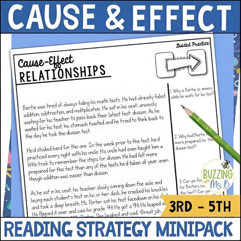Elementary school Lesson Package | Cause and Effect Passage and Activities