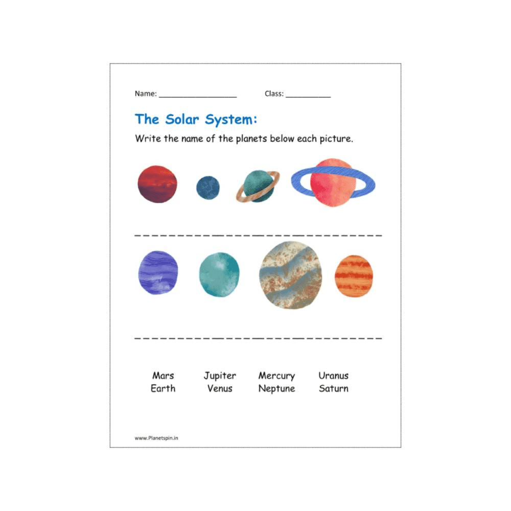 Elementary school Worksheet | Solar System for Grade 1