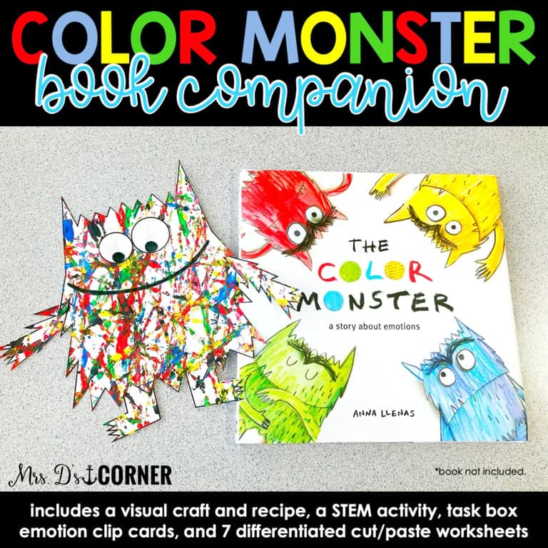 Elementary school Lesson Package | Color Monster Book Companion, Visual Craft and Recipe, and STEM Activity
