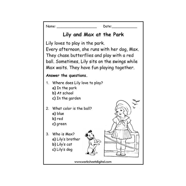 Elementary school Worksheet | Reading Comprehension for Grade 1