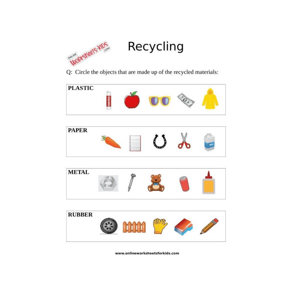 Elementary school Worksheet  | Reduce Reuse Recycle For 1st Grade