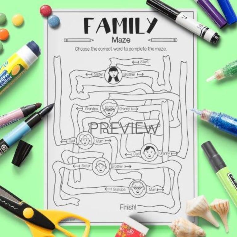 Elementary school Worksheet | Family Maze