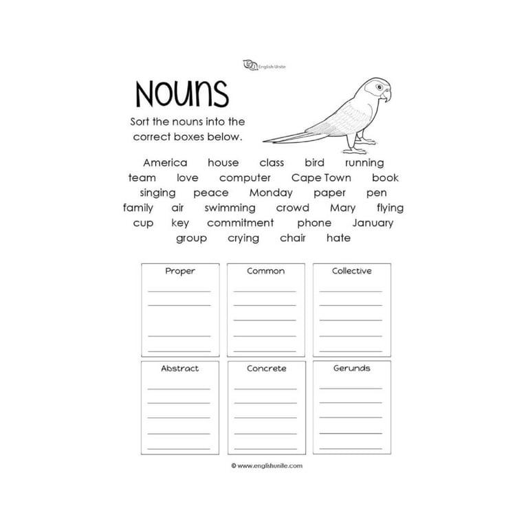 Elementary school Worksheet | Nouns