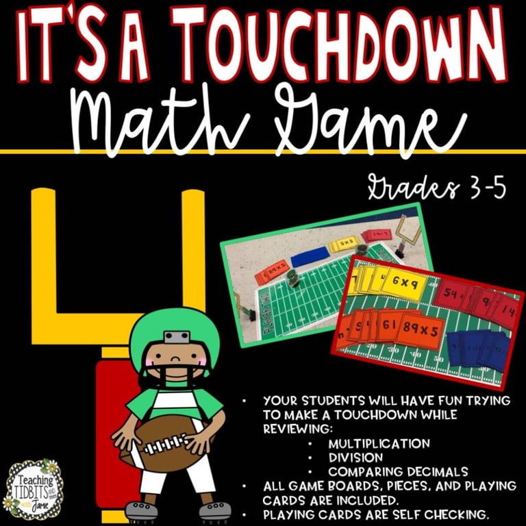 Elementary school Game | Multiplication, Division, Decimal Super Bowl or Football