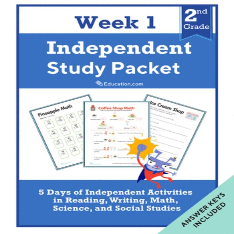 Elementary school Workbook | Second Grade Independent Study Packet - Week 1