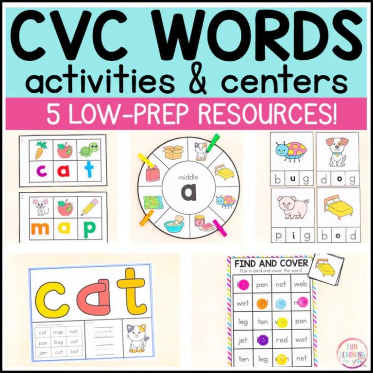 Elementary school Material | CVC Words Activities and Centers