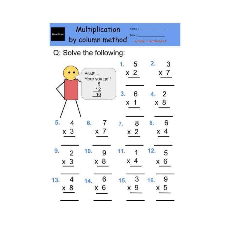 Elementary school Worksheet | 2nd Grade Multiplication