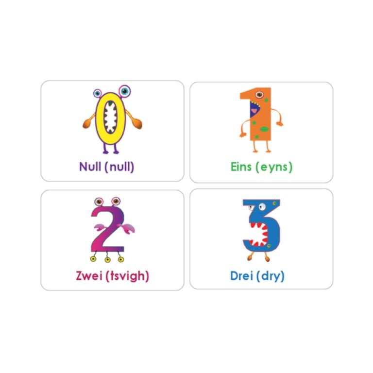 Elementary school Flashcard | German Numbers Flashcards 0-3