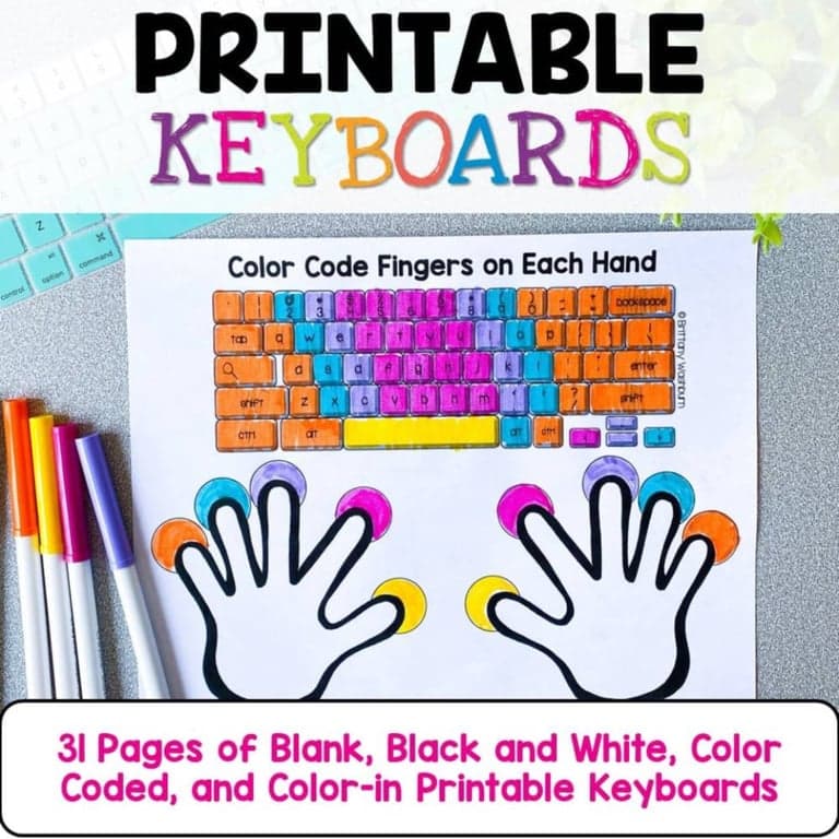 Elementary school Worksheet | Typing Practice Printable Keyboard Pages