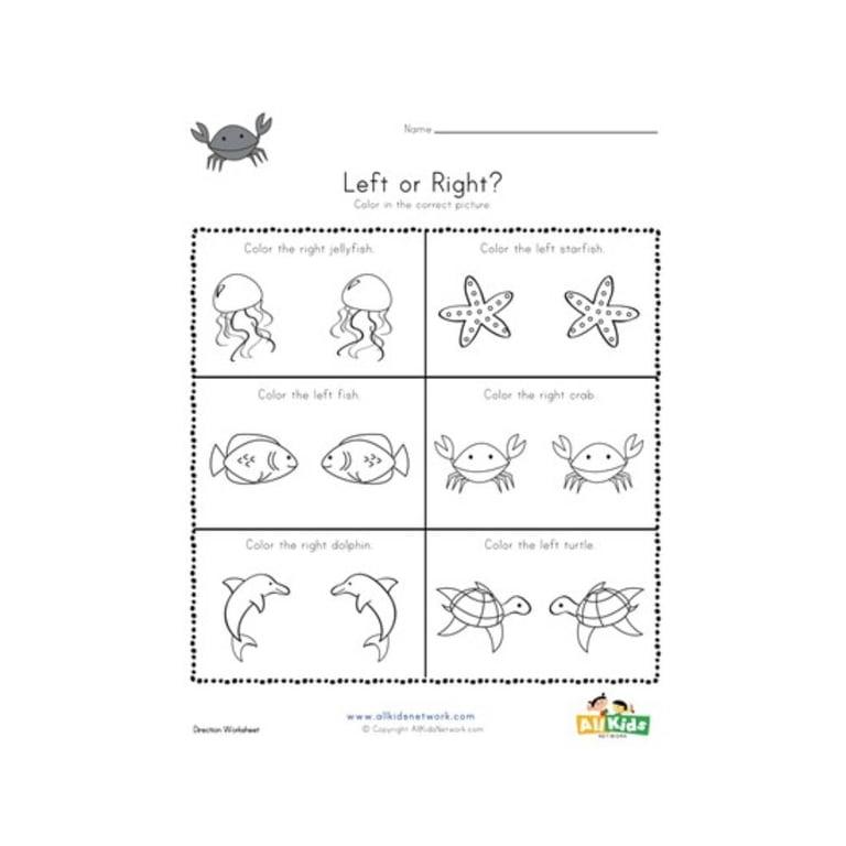 Elementary school Worksheet | Ocean Left and Right