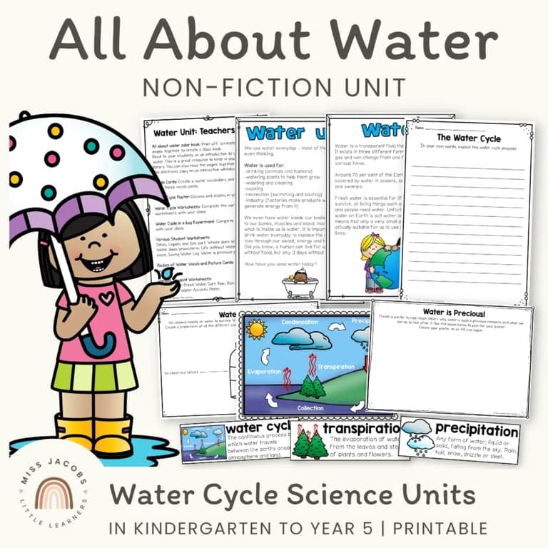 Elementary school Lesson Package | Water Cycle Full Diagram, Facts & Activities