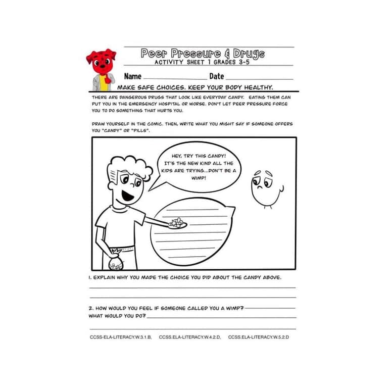 Elementary school Worksheet | Peer Pressure & Drugs