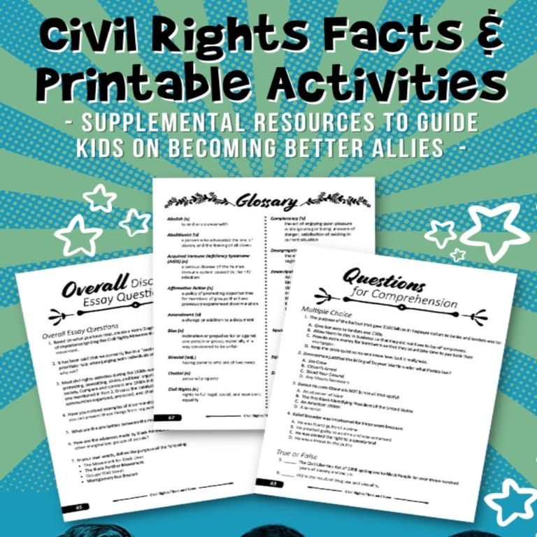 Elementary school Worksheets | Civil Rights Facts and Printable Activities