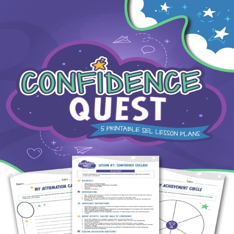 Elementary school Lesson Package | Confidence Quest - 5 Printable SEL Lesson Plans