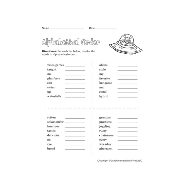 Elementary school Worksheet | Alphabetical Order by Tim's Printables