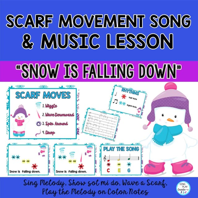 Elementary school Energizer | Snow is Falling Down Scarf Movement Activity and Music Lesson