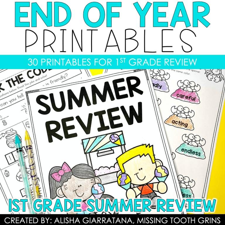 Elementary school Worksheet | 1st Grade End Of Year Activities Printables Worksheets