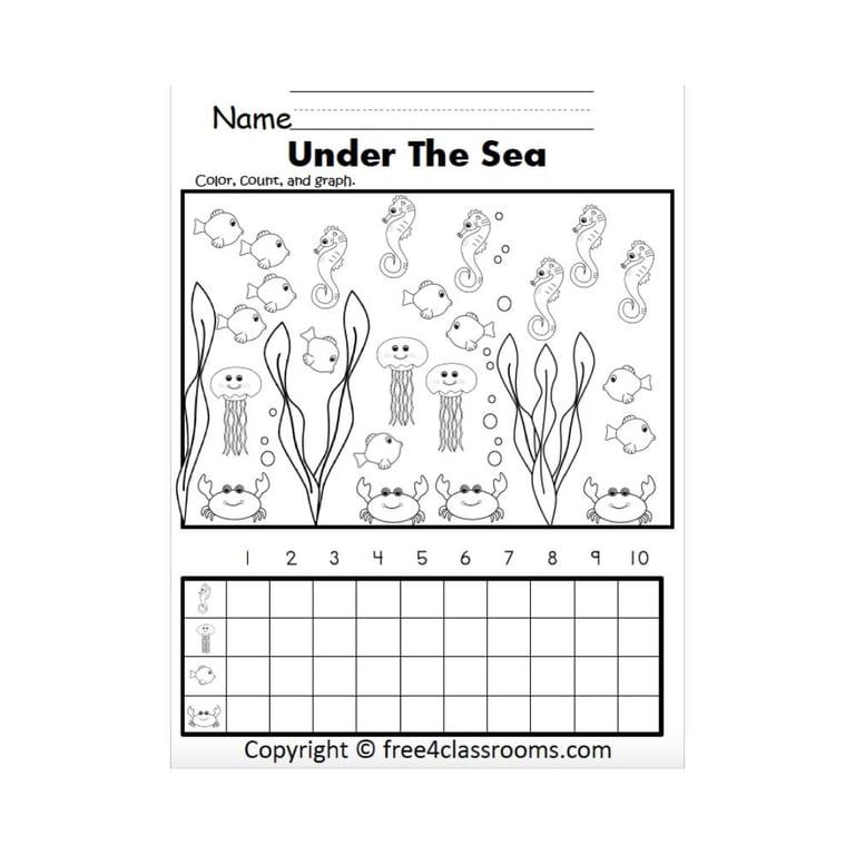 Elementary school Worksheet | Kindergarten Graphing - Under the Sea