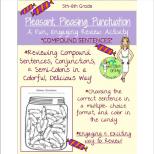 Elementary school Worksheet | Compound Sentences Color-by-Number Activity